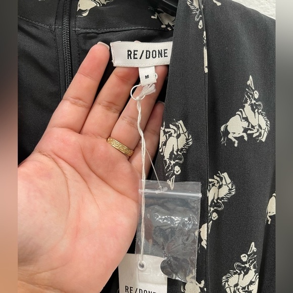 Re/Done 60s Cowboy Printed Bow Silk Dress - Picture 3 of 7